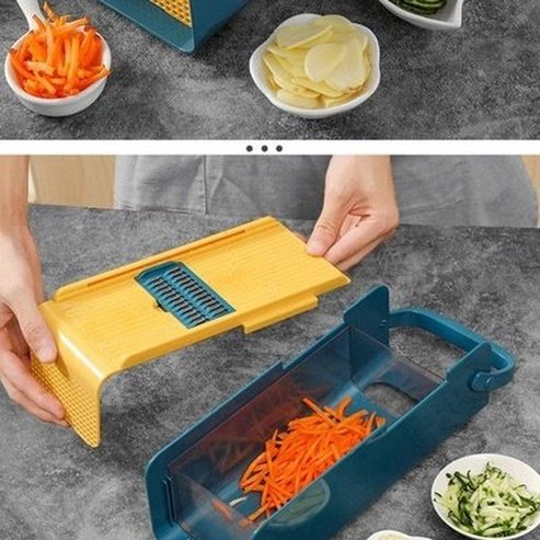 Safe Handheld Vegetable Slicer Kitchen Slicers Blue Handheld Safety Combinable Kitchen Slicer With 5 Blades · Dondepiso