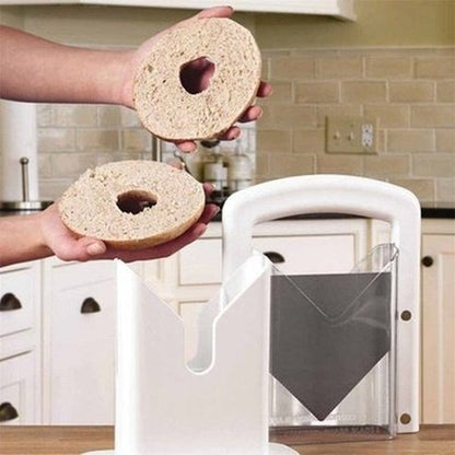 Bagel Slicer Guillotine Kitchen Slicers White Manual Bagel Cutter Guillotine With Stainless Steel Blade · Dondepiso