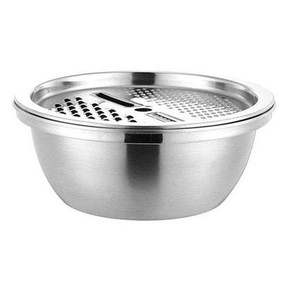 Vegetable Slicer Bowl Kitchen Slicers Silver Multifunctional stainless-steel kitchen slicer bowl – Dondepiso