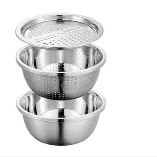 Vegetable Slicer Bowl Kitchen Slicers Silver Multifunctional stainless-steel kitchen slicer bowl – Dondepiso