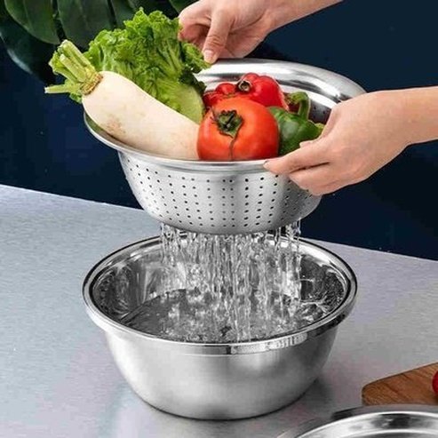 Vegetable Slicer Bowl Kitchen Slicers Silver Multifunctional stainless-steel kitchen slicer bowl – Dondepiso