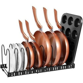 Pot and pan Rack Kitchen Utensil Holders & Racks 7-Grids-Black Expandable Storage Rack for Pots and Pans – Dondepiso