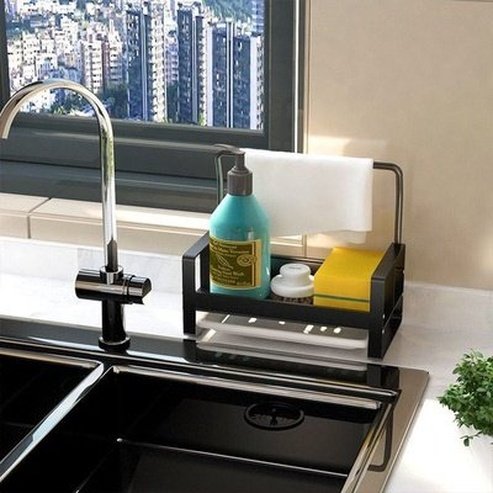 Cleaning Brush Sink Rack Kitchen Utensil Holders & Racks Black Large sink rack for cleaning brushes · Dondepiso