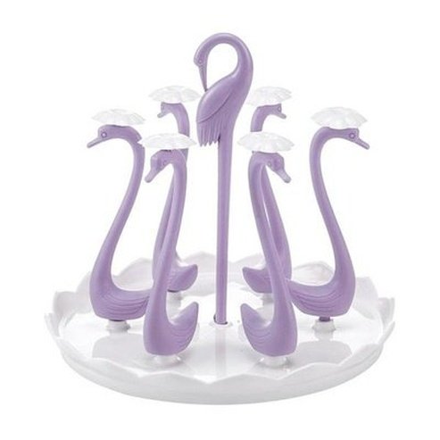 Cup Drying Rack Organizer Kitchen Utensil Holders & Racks Purple / 6 cups Rotatable Swan Shape Glass Cup Rack · Dondepiso