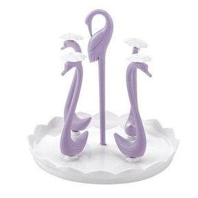 Cup Drying Rack Organizer Kitchen Utensil Holders & Racks Purple / 4 cups Rotatable Swan Shape Glass Cup Rack · Dondepiso