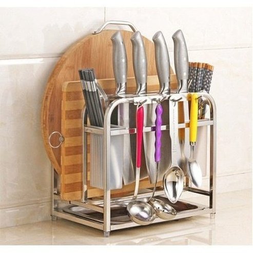 Cutting Board Rack Kitchen Utensil Holders & Racks Silver Stainless Steel Cutting Board Storage Rack · Dondepiso