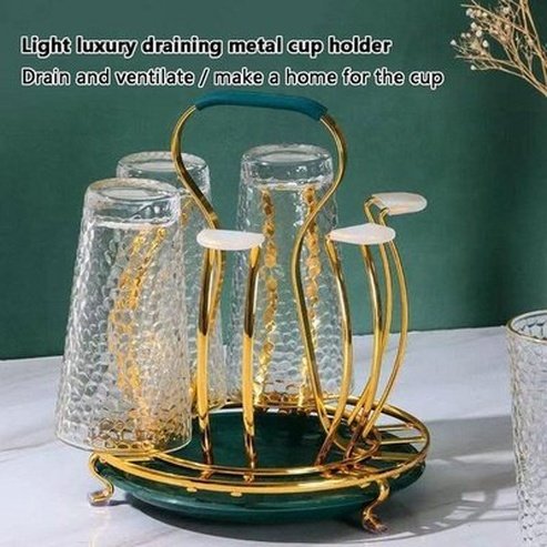 Tabletop Iron Cup Rack Kitchen Utensil Holders & Racks Green Tabletop Golden Iron Cup Rack Organizer · Dondepiso