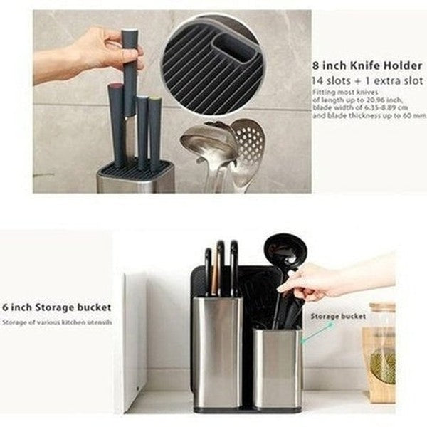 Steel Knife Holder Knife Blocks & Holders Silver 304 Stainless Steel Knife Block Holder · Dondepiso