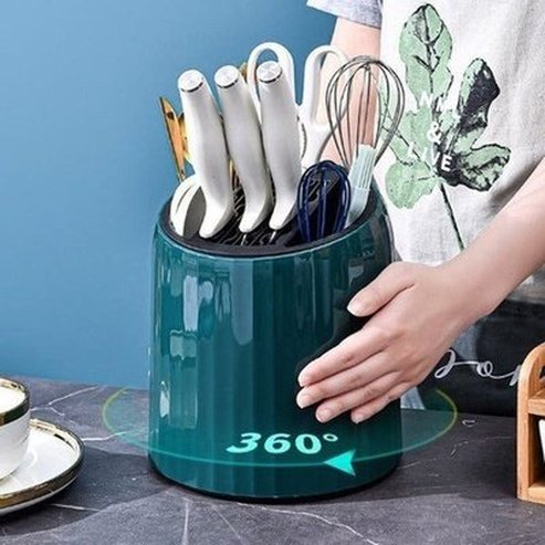 Round Countertop Knife Block. Rotating Round Kitchen Knife Organizer. Round Countertop Knife Storage Block for Kitchen