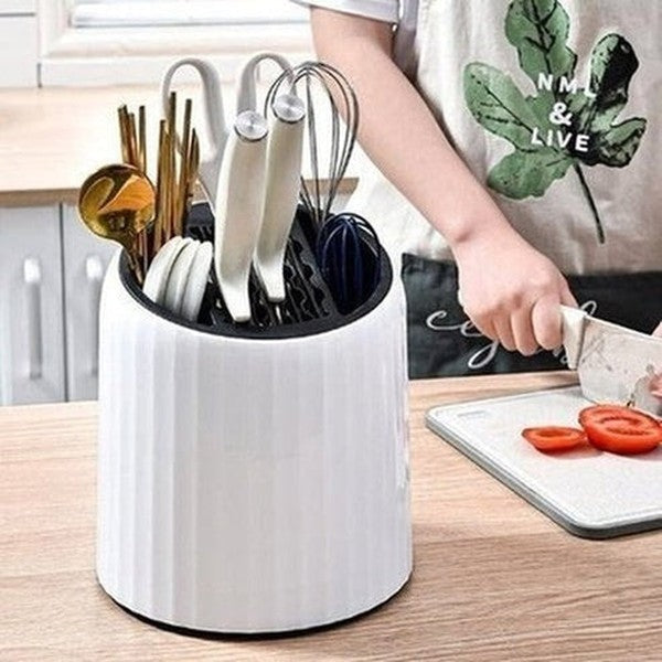 Round Countertop Knife Block. Rotating Round Kitchen Knife Organizer. Round Countertop Knife Storage Block for Kitchen