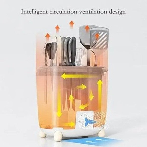 Smart Knife Block Holder Knife Blocks & Holders White Smart Knife Holder Drying Cleaning UV Disinfection - Dondepiso