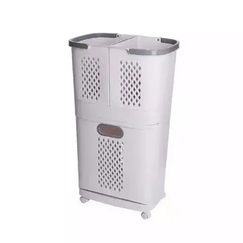 Laundry Storage Basket Laundry Baskets White 3 Layers Laundry Basket with Wheels – Dondepiso 