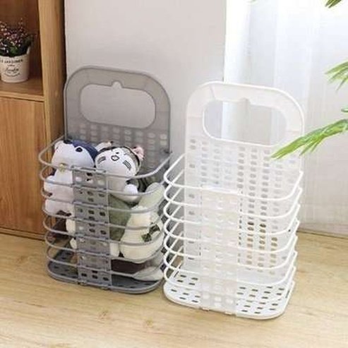 Large Collapsible Mesh Laundry Hamper Plastic Wall-Mounted Hollow Storage Basket Home Bathroom Dirty Clothes Toys Organizer.