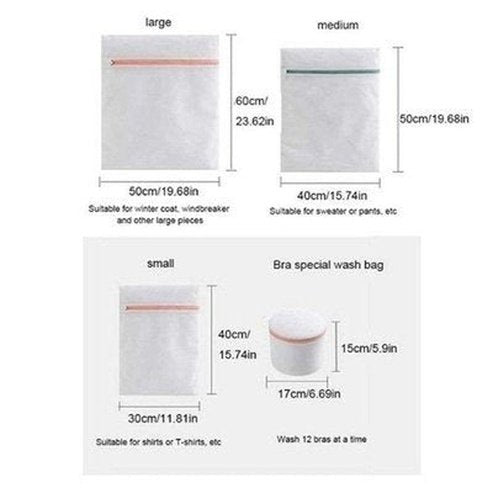 Laundry Mesh Set Laundry Wash Bags & Frames White Mesh Laundry Bag Set For Clothes Care · Dondepiso