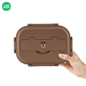 LINE FRIENDS Lunch Box Lunch Boxes & Totes Brown LINE FRIENDS Cartoon Brown Bento Box Set – Dondepiso