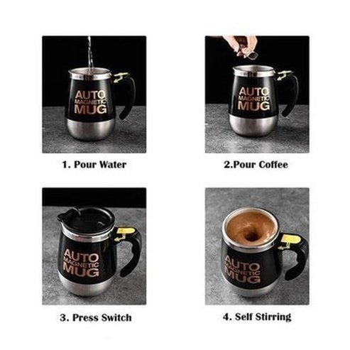 Automatic Mixer Cup Mugs Silver Automatic USB Rechargeable Mixer Mug · Dondepiso