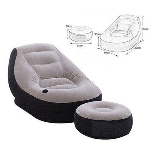 Inflatable Armchair Outdoor Furniture Blue Inflatable Recliner Chair With Ottoman Footstool · Dondepiso