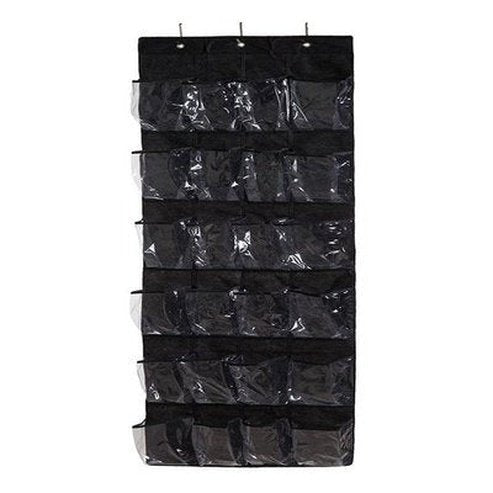 24 Grid Shoe Rack Shoe Racks & Organizers Black 24 Grid Hanging Over Door Shoe Organizer Rack - Dondepiso