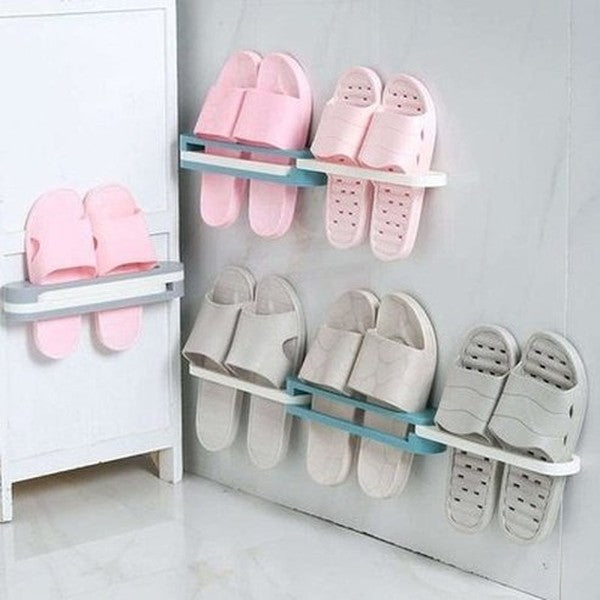Foldable Slippers Rack Shoe Racks & Organizers Multi-Folding Wall-Mounted Slipper Rack – Dondepiso