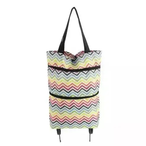 Folding Shopping Tote Shopping Totes Colorful pattern Folding shopping trolley with wheels – Dondepiso