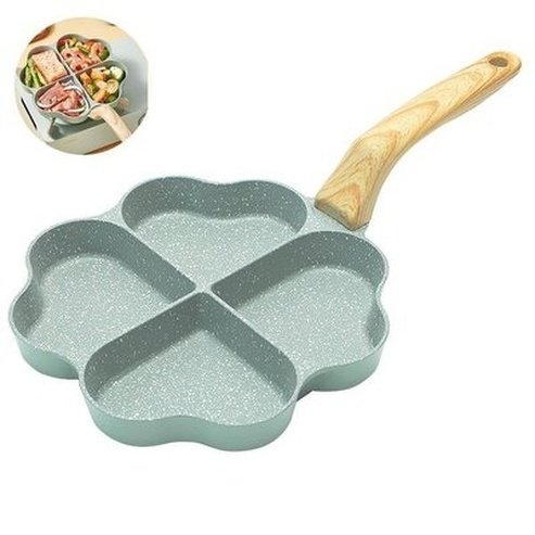 Heart Frying Pan Skillets & Frying Pans Green Heart-Shaped Four-Hole Design Egg Frying Pan · Dondepiso