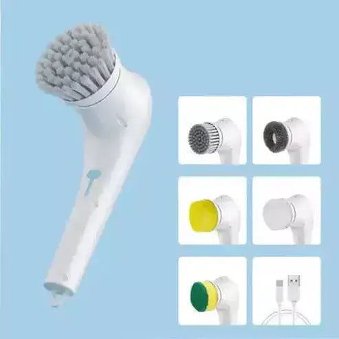 Electric Scrub Brush Sponges & Scouring Pads White Electric Scrub Brush with Replaceable Brush Heads · Dondepiso