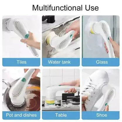 Electric Scrub Brush Sponges & Scouring Pads White Electric Scrub Brush with Replaceable Brush Heads · Dondepiso