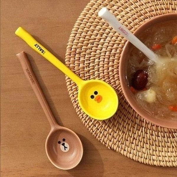 LINE FRIENDS Soup Spoon Spoons LINE FRIENDS Brown Sally Cony Ceramic Soup Spoon - Dondepiso