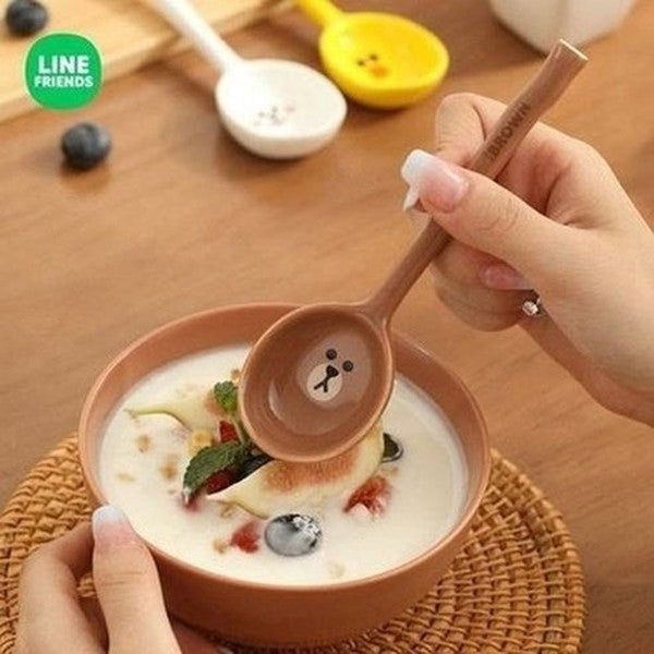 LINE FRIENDS Soup Spoon Spoons LINE FRIENDS Brown Sally Cony Ceramic Soup Spoon - Dondepiso