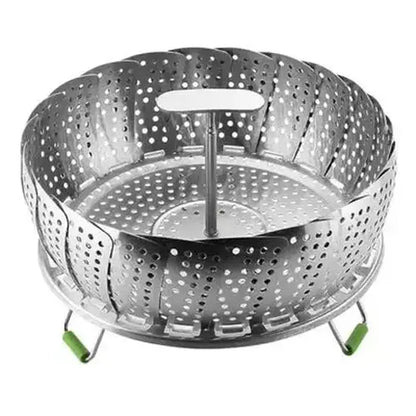 Collapsible Stainless Steel Food Steamer Basket. Foldable Mesh Food Steamer Basket Vegetable Pot Steamer Extendable Basket for Cooking
