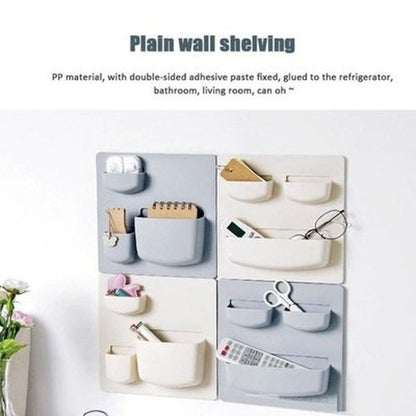 Plain Wall Shelving Storage Hooks & Racks Adhesive Plastic Plain Wall Organizer Shelving · Dondepiso