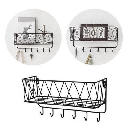 Decor Storage Basket Storage Hooks & Racks Decor Hanging Storage Basket with Hooks · Dondepiso