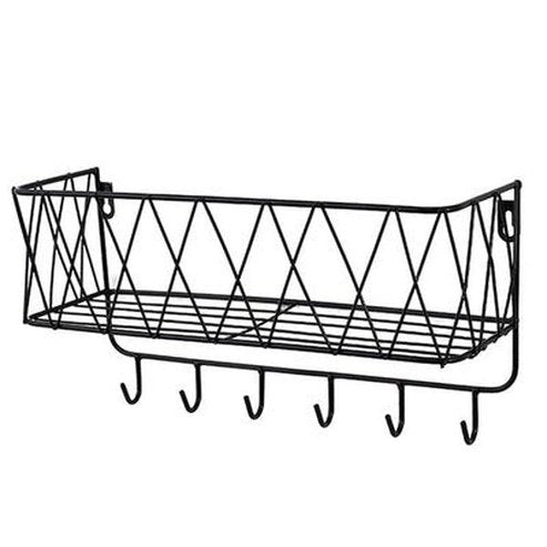 Decor Storage Basket Storage Hooks & Racks Black Decor Hanging Storage Basket with Hooks · Dondepiso