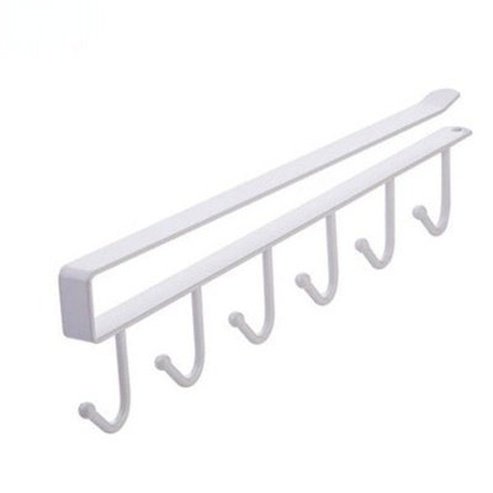 Under Cabinet Cup Rack Storage Hooks & Racks White Metal Under Cabinet Storage Cup Rack – Dondepiso 