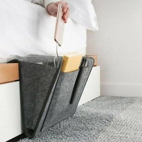 Bedside Storage Bag Storage & Organization Hanging Bedside Storage Bag Felt Bed Sofa Side – Dondepiso