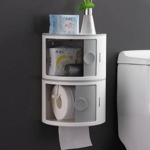 Toilet Tissue Box Toilet Paper Holders Grey Wall Mount Toilet Paper Box with Lid – Dondepiso