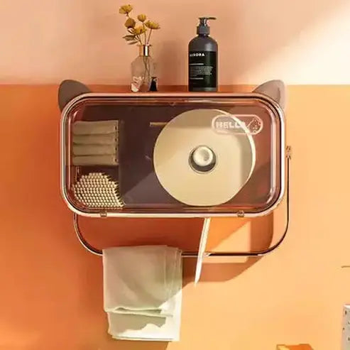 Cat Toilet Paper Rack Toilet Paper Holders Brown Wall-Mounted Cartoon Cat Toilet Paper Rack · Dondepiso
