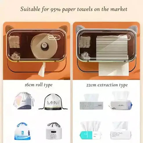 Cat Toilet Paper Rack Toilet Paper Holders Brown Wall-Mounted Cartoon Cat Toilet Paper Rack · Dondepiso