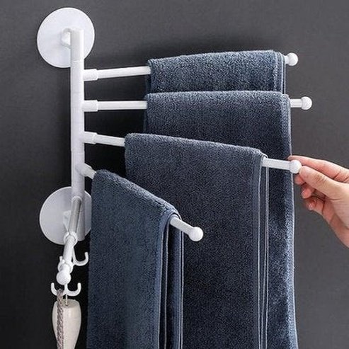 Towel Hanger Rack Towel Racks & Holders Wall Mount Towel Rack With 5 Rotating Rods · Dondepiso