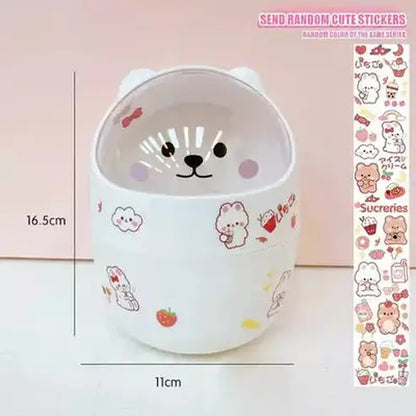 Cartoon Paper Bin Trash Cans & Wastebaskets White Cartoon paper bin with lid for girl's bedroom – Dondepiso
