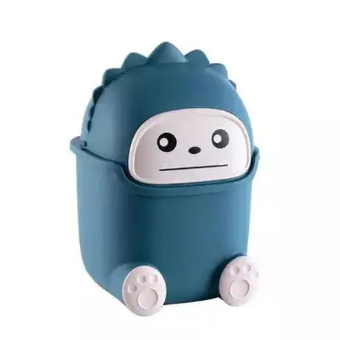 Cartoon Trash Can Trash Cans & Wastebaskets dark blue Cute cartoon desktop small trash can with lid – Dondepiso