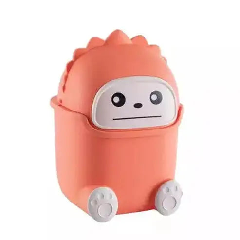 Cartoon Trash Can Trash Cans & Wastebaskets orange Cute cartoon desktop small trash can with lid – Dondepiso