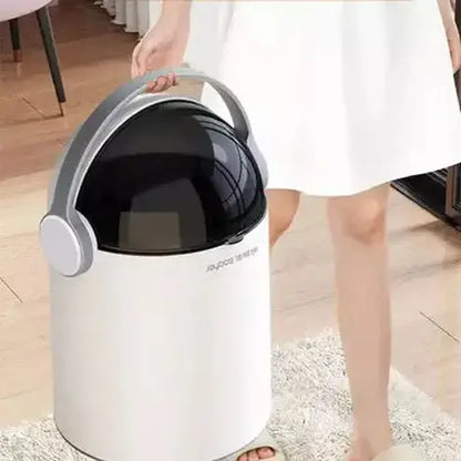 Round Garbage Bin Trash Cans & Wastebaskets White Gorgeous round trash can with automatic bagging – Dondepiso