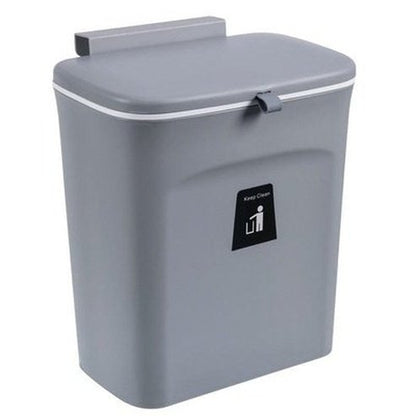 Hanging Trash Can Trash Cans & Wastebaskets Gray with cover 9L Hanging Trash Can Waste Recycle Bin – Dondepiso