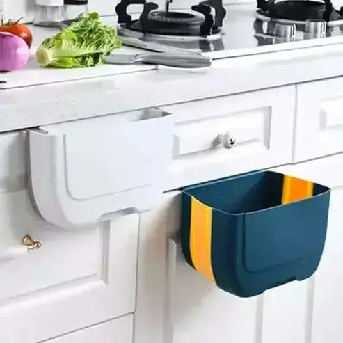 Folding Trash Can Trash Cans & Wastebaskets Kitchen Folding Hanging Plastic Trash Bin – Dondepiso 