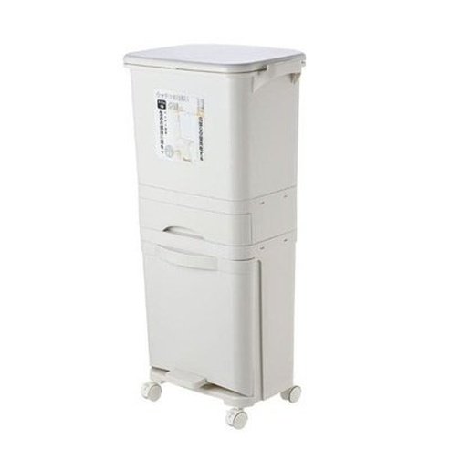 Trash Sorting Bin Trash Cans & Wastebaskets White Garbage sorting container 3 vertical layers – Dondepiso