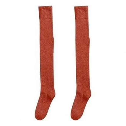Winter Girls High Socks Underwear & Socks Brick Red / China Winter Girls Anti-Fading Thick Thigh High Socks – Dondepiso