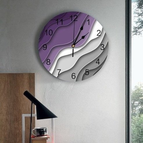 Wall Decor Clock Wall Clocks Purple Geometric Abstract Wall Decor PVC Clock · Dondepiso