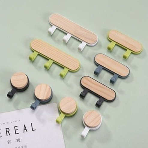 Wall Wood Hook Storage Hooks & Racks Strong Adhesive Wall Wooden Hook · Dondepiso