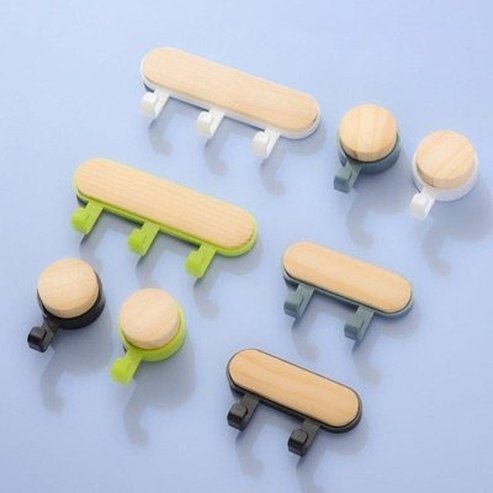 Wall Wood Hook Storage Hooks & Racks Strong Adhesive Wall Wooden Hook · Dondepiso